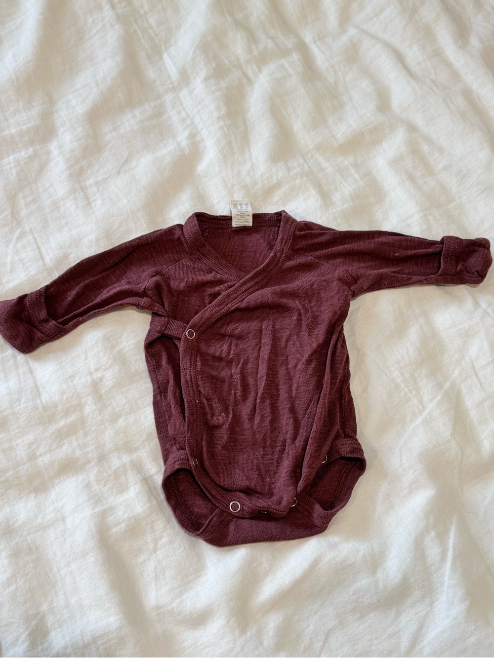 kate quinn pointelle Burgundy Wrap One-Piece Bodysuit